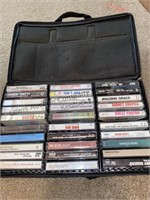 Fabric cassette tape case filled with cassettes