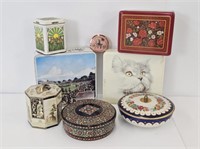 8 OLD TINS - 3" TO 9.5" TALL