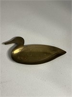 Small Vintage Duck Bird Shaped Brass Trinket Dish