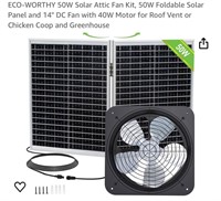 ECO-WORTHY 50W Solar Attic Fan Kit, 50W Foldable