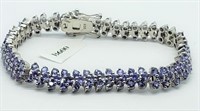 Sterling Silver Tanzanite (10cts) Bracelet