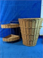 Wicker laundry basket 15"D x 17"H with wicker