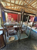 Pair large metal glass shelves -approx  30x80