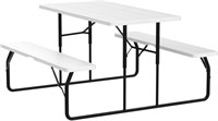 Folding Picnic Table w/Easy Assembly, White
