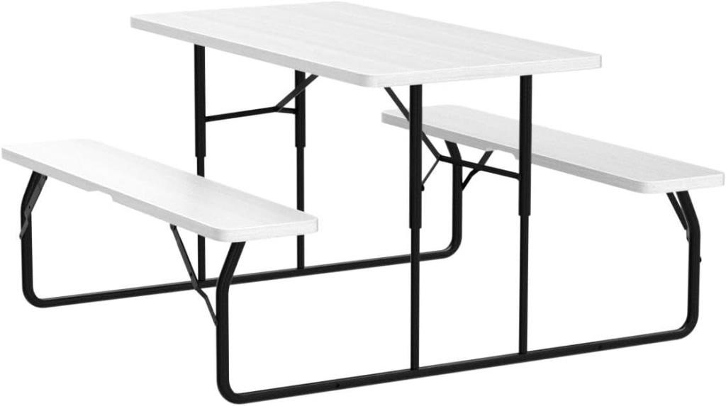 Folding Picnic Table w/Easy Assembly, White