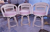 3 Lane wicker counter height patio swivel stools