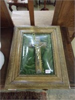 Beautifully Framed Crucifix Under Convex Glass