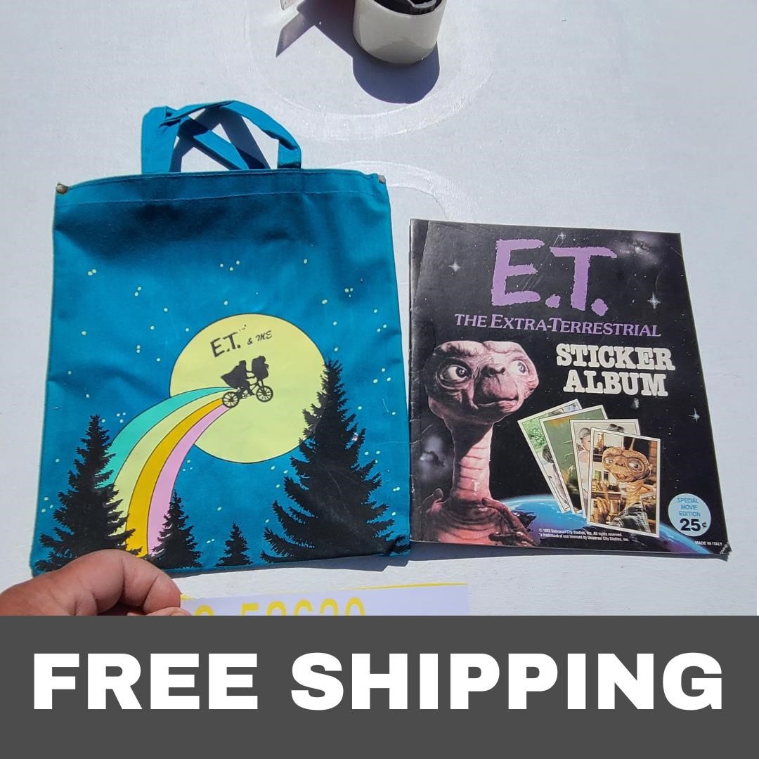 Vintage E.T. Collectibles - Stickers,Bag,Booklets