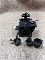 Vintage Queen Mini Cast Iron Stove w/ Accessories