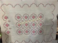 Nice pink floral embroidered quilt