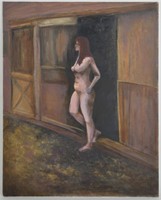 FEMALE NUDE FIGURAL PAINTING