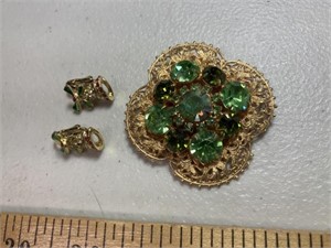 Vintage broach and earrings
