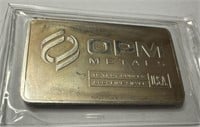 OPM Metals 10 Troy Ounces .999 Fine Silver Bar
