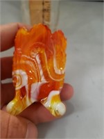 Orange Slag Glass Toothpick Holder