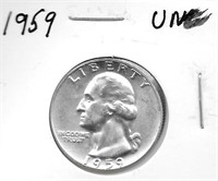 1959 Washington Silver Quarter Dollar, UNC.