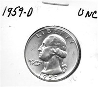 1959-D Washington Silver Quarter Dollar, UNC.