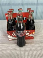 6 Pack Vtg Coca Cola Bottles With Carrier