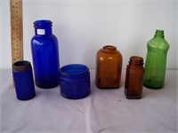 Lot of pretty Vintage Colored Glass Bottles/Colalt