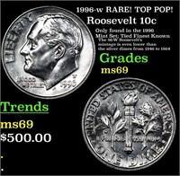 1996-w Roosevelt Dime RARE! TOP POP! 10c Grades ms