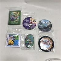 Disney Button Pin Lot: 6 Pack Pandora & More