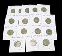 16- U.S. War nickels, 35% silver