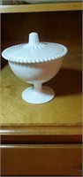 White beaded look compote with lid