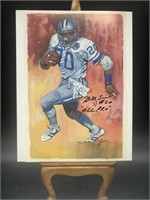 COA Billy Sims Signed Detroit Lions Fine Art by