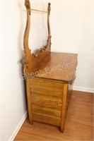 Antique Wood Wash Stand Cabinet w Towel Rack