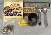 Pins; Harmonica & Thimbles Lot Collection