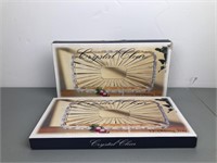 Pair of oblig crystal trays boxed