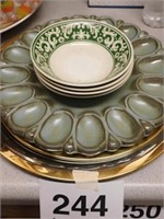 Frankoma egg plate - Geneva stainless 10" - 12" -