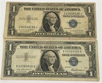2 $1 Silver Certificates 1935 & 1957