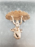 Cast iron mermaid shelf bracket, 7" tall