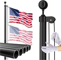 FFILY 25 FT Heavy Duty Flagpole Kit - Black