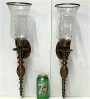 2 chandeliers en laiton vintages avec globes en