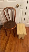 Wooden chair and small bench