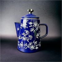 Temptations Blue Lace Enamel Coffee Pot