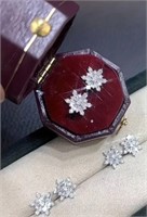 NICE snowflake shiny Earings silver faux diamond