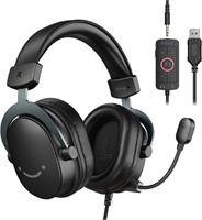 FIFINE Gaming Headset for PC, USB Streaming Headse