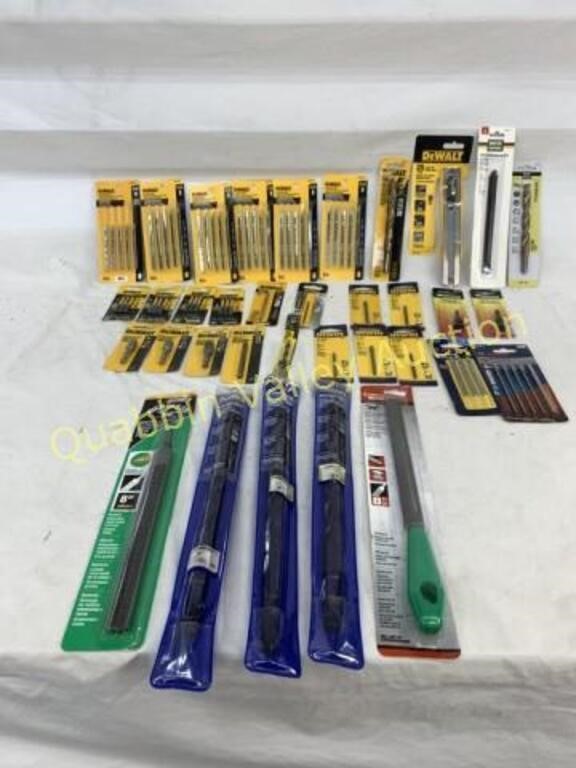 ASSORTED SAW BLADES, DRILL BITS & FILES