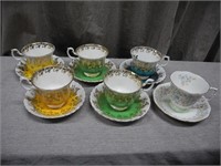 Six Royal Albert Teacups