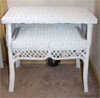 Painted White Wicker Table with