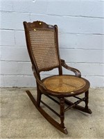 Vtg. Cane Seat & Back Rocking Chair