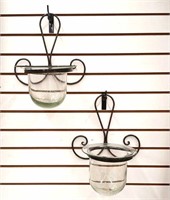 Wrought Iron and Blown Wall Sconces - 17" Long