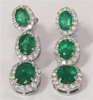 Platinum Emerald & Diamond Earrings