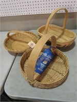 COLLECTION OF 3 SHALLOW SERVING BASKETS
