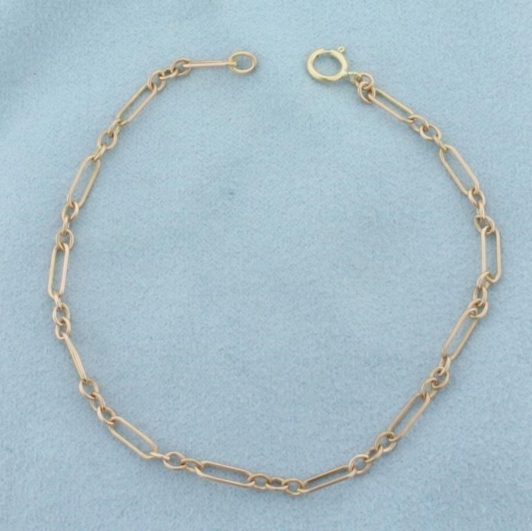 Oval and Circle Chain Link Bracelet in 10k Yellow