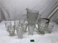 Jeannette Glass Thumbprint Juice Set