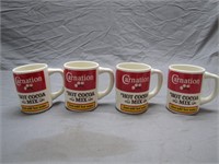 4 Vintage Carnation Hot Cocoa Mix Ceramic Mugs
