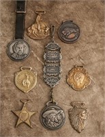 Collection of 8 vintage gold and silver Watch Fob.